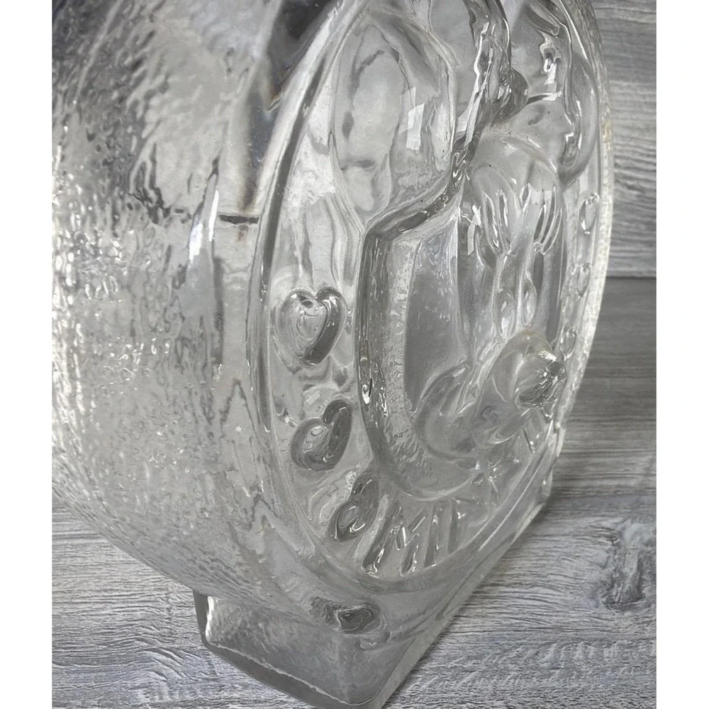 Vintage Anchor Hocking Disney Mickey & Minney Mouse Clear Glass Coin Piggy Bank